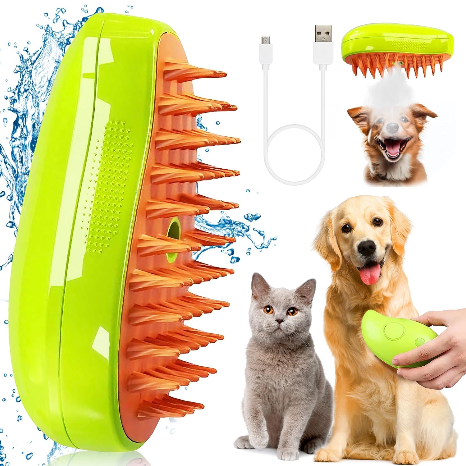 Cepillo Vaporizador 3 en 1: Limpieza, Cuidado y Relajación para tu Mascota